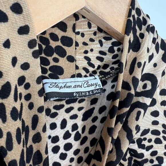 Y2k Vintage Stephen and Casey Leopard Print Sleeveless Mock Neck Top - Picture 4 of 6